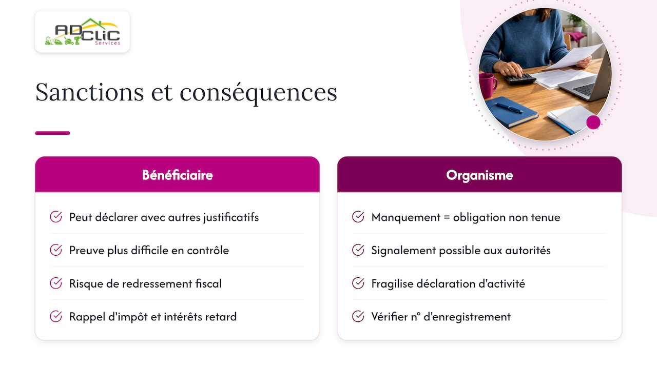 Sanctions en cas de non-fourniture ou d'erreurs dans l'attestation — overview diagram