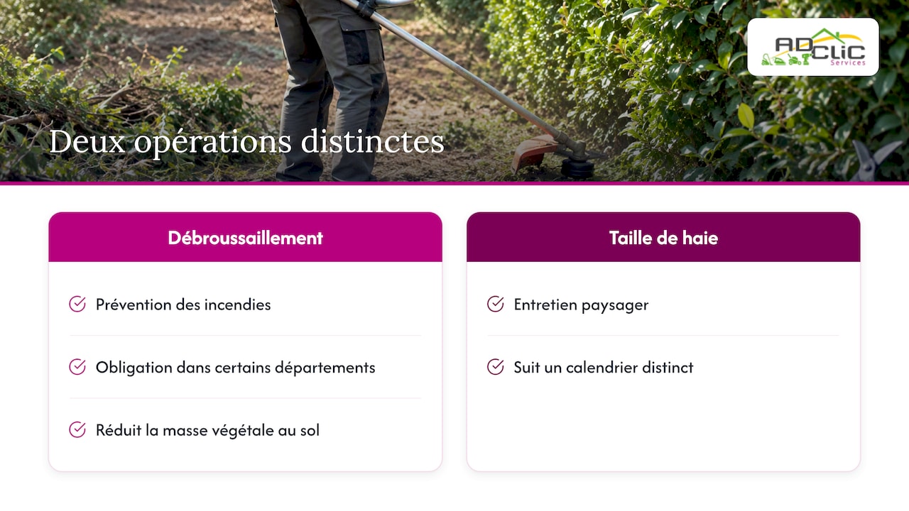 Taille de haie et débroussaillement : ne pas confondre — overview diagram