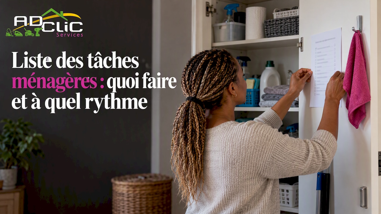 1793286611371-feuille-de-taches-fixee-dans-un-placard-menager Planning des tâches affiché dans un placard de cuisine